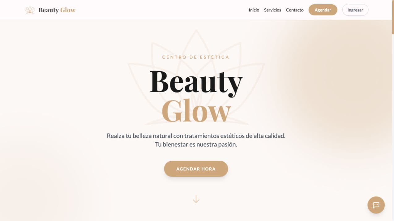 Portada del sitio web de Beauty Glow
