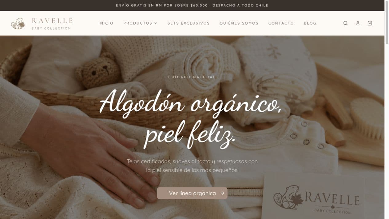 Portada del sitio web de Ravelle Baby Collection